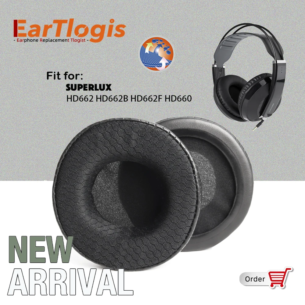 

EarTlogis New Arrival Replacement Ear Pads for Superlux HD660 HD662 EVO HD662B HD662F Headset Earmuff Cover Cushions Earpads