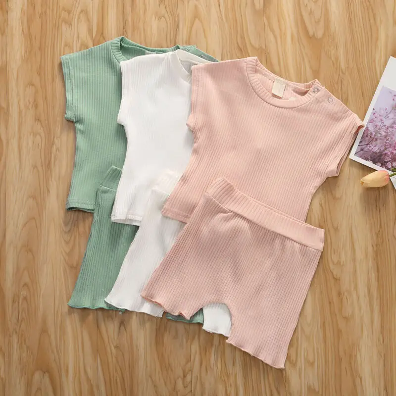 2 шт. Детская летняя одежда для маленьких девочек укороченный топ на бретельках с