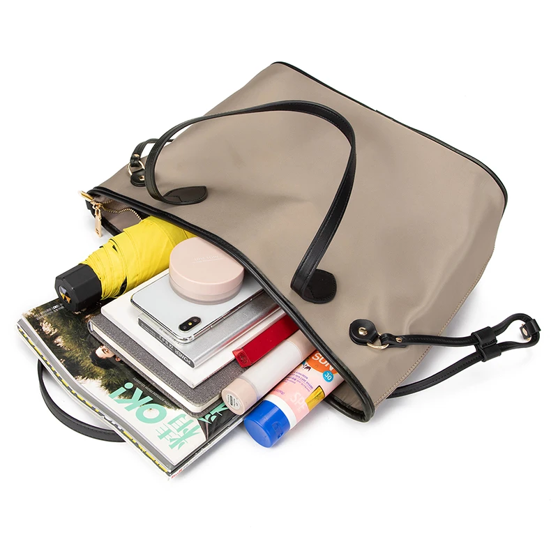 

New Autumn/Winter Black/Khaki Classic Retretro Commuter Large Volume Tote Bag Fashion Simple Oxford Casual One-Shoulder Mom Bag