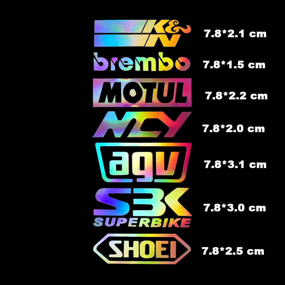 

2 Pcs Laser Reflective Motorcycle Sticker Side Strip Tank Helmet Moto Accessories Parts Sponsor Logo Racing Modification Decals