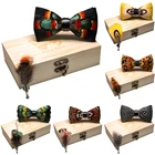 Итальянский оригинальный дизайн, мужской галстук-бабочка, модное перо павлина галстук-бабочка, изысканный набор ручной работы в деревянной коробке для мужчин вечерние НКИ, свадьбы