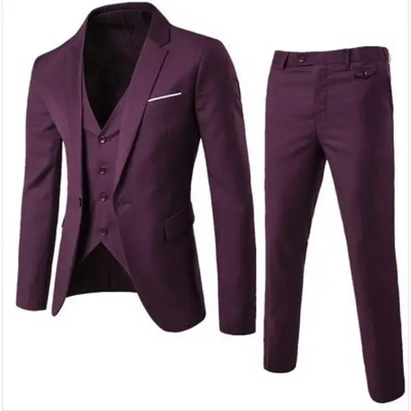 Dark red Новинка 6XL мужская одежда большого размера, свадебное платье, высокое качество, Мужская одежда, деловая, официальная, костюм из 3 предметов(пиджак+ брюки+ v - Цвет: Dark red