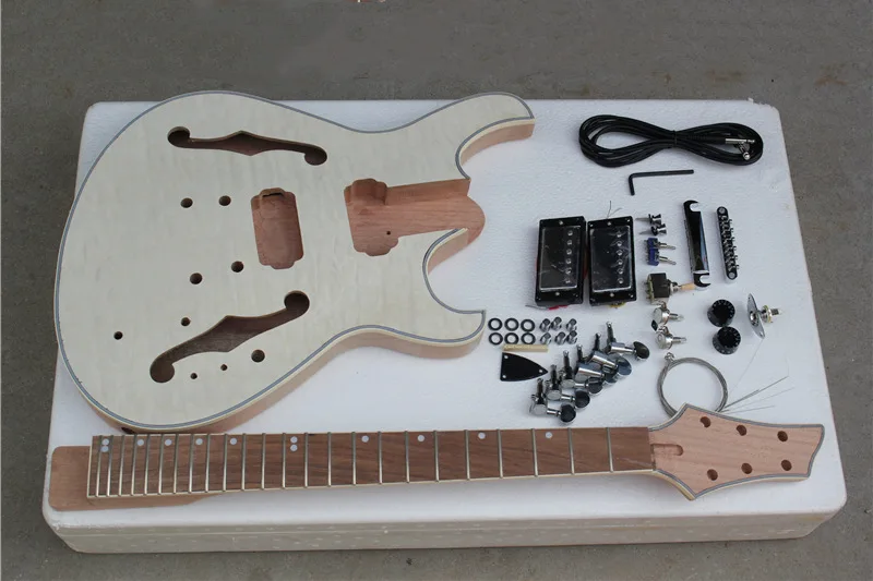 Бесплатная доставка полуполый корпус полуготовый guiar из красного дерева