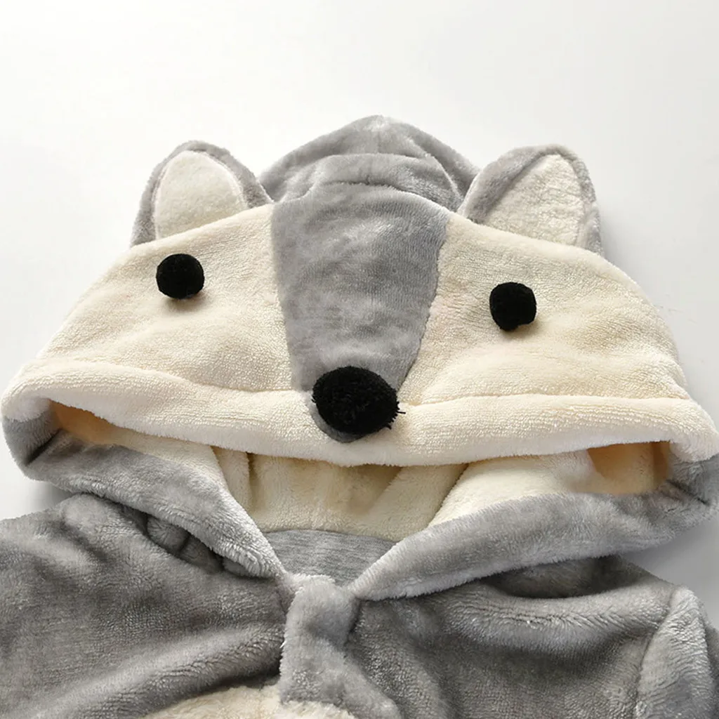 Модный утепленный комбинезон с длинными рукавами и рисунком лисы для