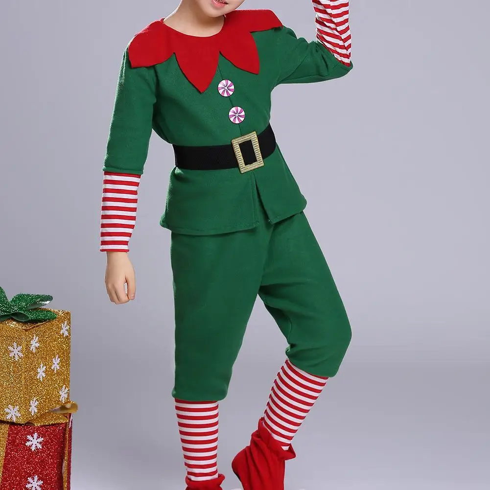 Праздничный Рождественский костюм Санта Клауса зеленого эльфа для девочек и