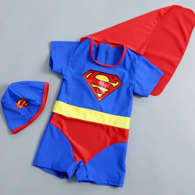 Купальный костюм с накидкой СУПЕРМЕНА для маленьких мальчиков новинка 2020 года