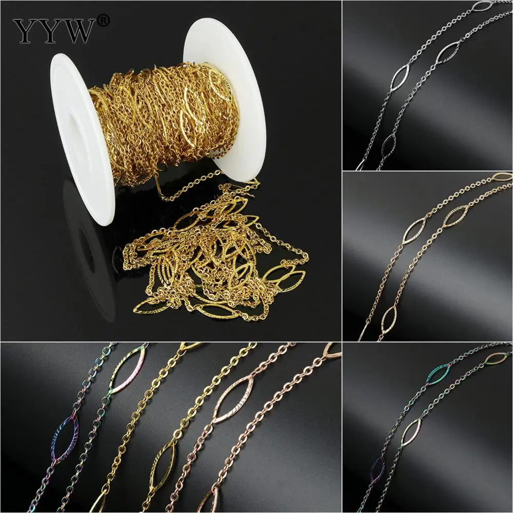 

Wholesale 10m/Spool Gold Color Stainless Steel Link Chain For Diy Jewelry Metal Cord Fashion Women Necklace Making Findings