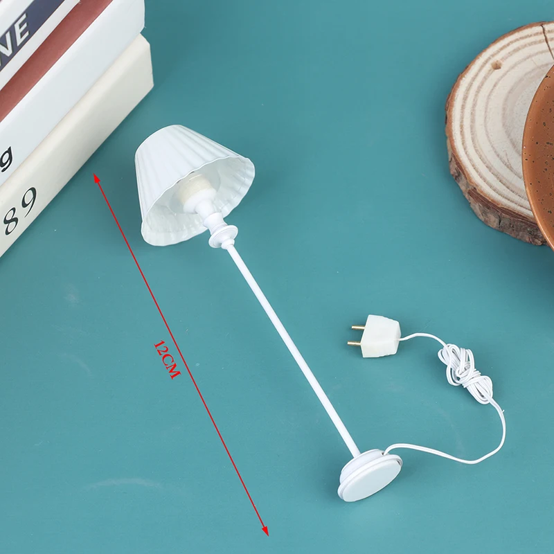 1:12 Dollhouse Home Light Mini White Shell Pattern Floor Lamp 12V With Cable Doll House Living Room Bedroom Furniture Decor | Игрушки и