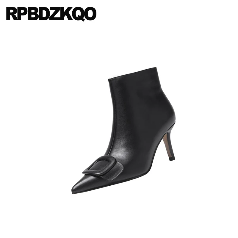 С боковой молнией сапоги на ремешках Цвет Черный Сезон осень 2021 Ботильоны