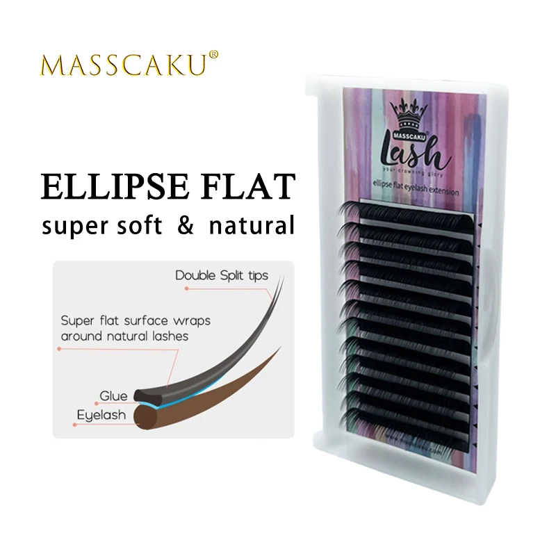 Плоские накладные ресницы Ellipse C/D все размеры плоские в упаковке высокого