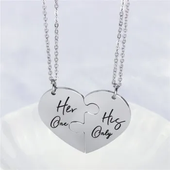

Fashion Hot Sale Valentine's Day Gifts Lovers Peach Heart Puzzle HIS HER N431
