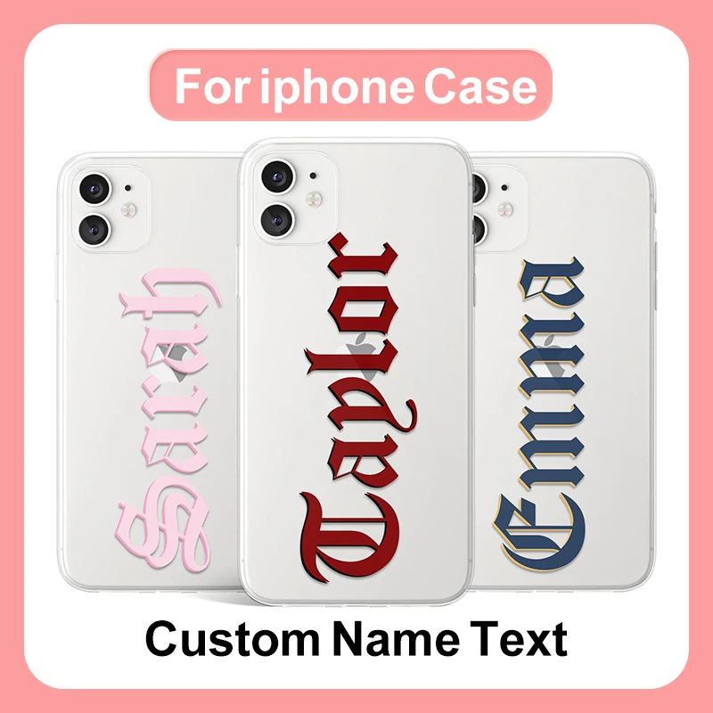 

Custom Artistic Font Name Phone Case For iphone SE 2020 6 6S 7 8P X XR XS Max 11 Pro 12 Mini MAX New Soft silicone phone Case