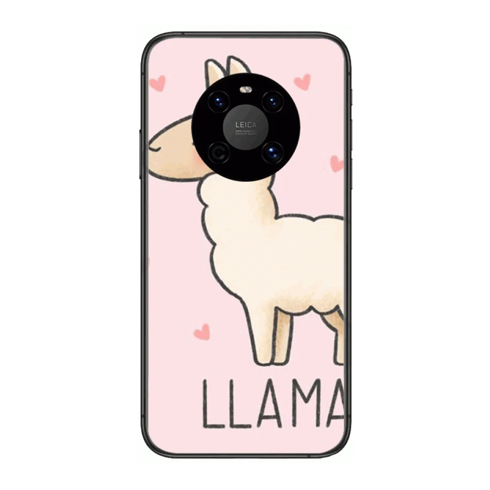 

Lovely Lama Llama Alpacas Phone Case For Huawei mate 30 10 20 40 Lite Smart Z Pro Black Etui 3D Coque Painting Hoesjes case