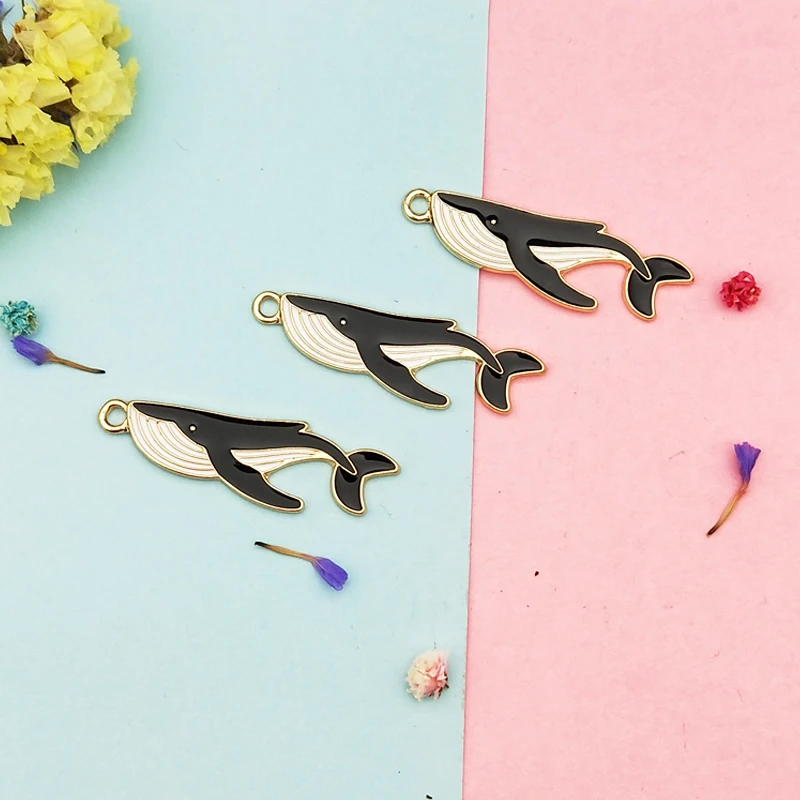 

10pcs Drop Oil Ocean Shark Charms Golden Color Metal Enamel Pendants Fit Fashion Earring Keychain DIY Jewelry Making Accessory