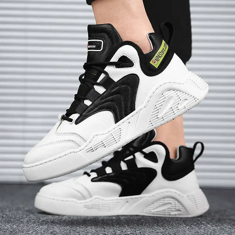 

Leather Casual Shoes Gym White Sneakers Shock Absorption Rain Leather Casual Shoes Size 46 Dress Shoes Men Elastic Laces Tennis