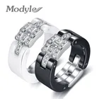 Modyle черный, белый цвет керамическая Anneaux кольца ювелирные изделия с украшением в виде кристаллов Свадебные обручальные кольца для женщин вечерние аксессуары
