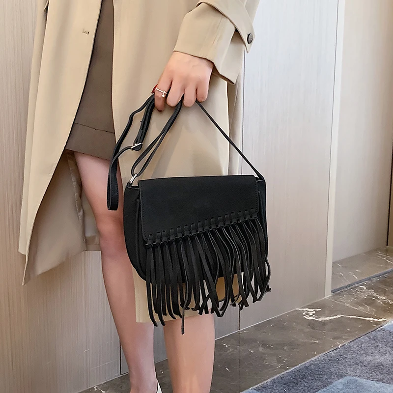 2019 Fashion Scrub Women Postman package Vintage Tassel Messenger Bag High Quality Retro Shoulder Simple Crossbody Tote | Багаж и сумки