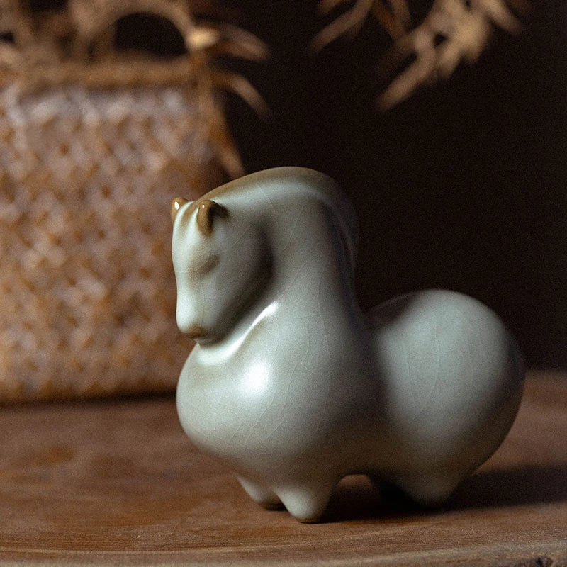 Фарфоровая статуя лошади 7 см чай домашний питомец грубая керамика богатство