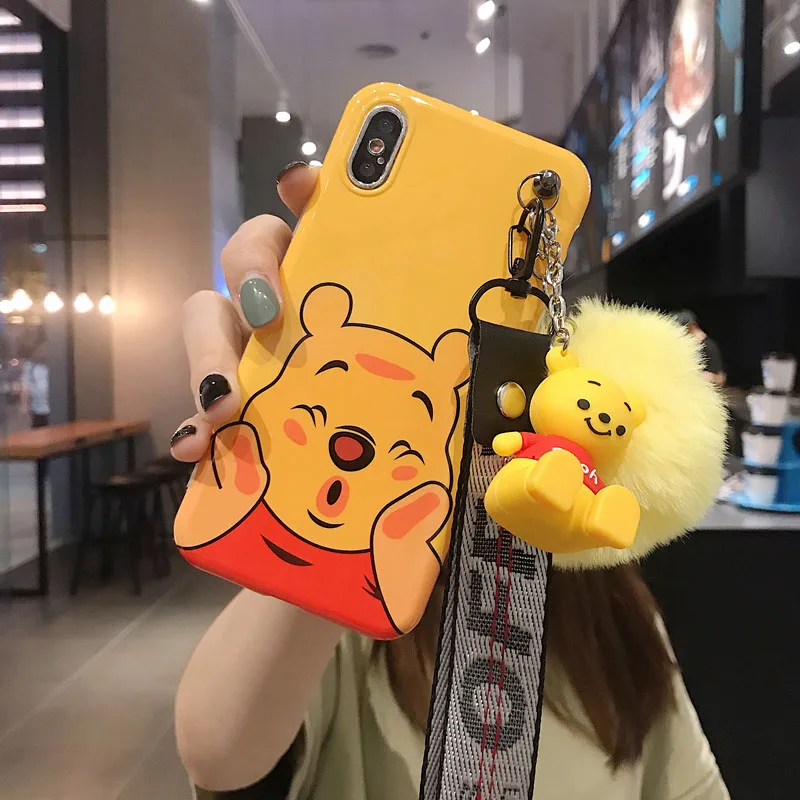 3D мультфильм маленький Стич волосы мяч шнур силиконовый чехол для iPhone 7 8 X XR XS 11 Pro MAX 6S plus для samsung S10 S9 S8 - Цвет: 2