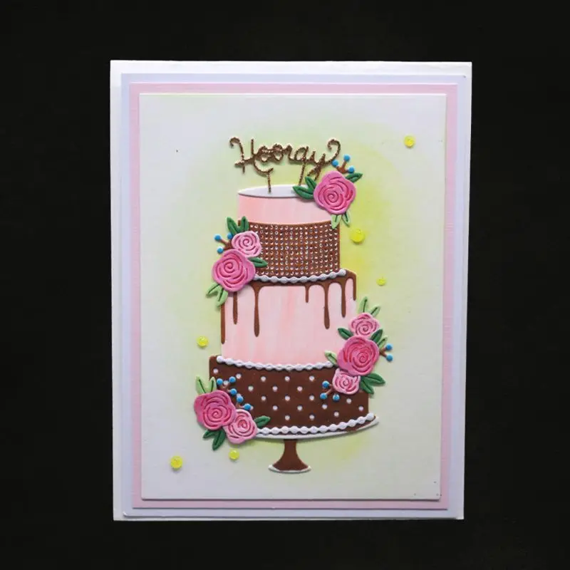 Торт ко дню рождения металлический Трафаретный вырубной штамп трафарет для