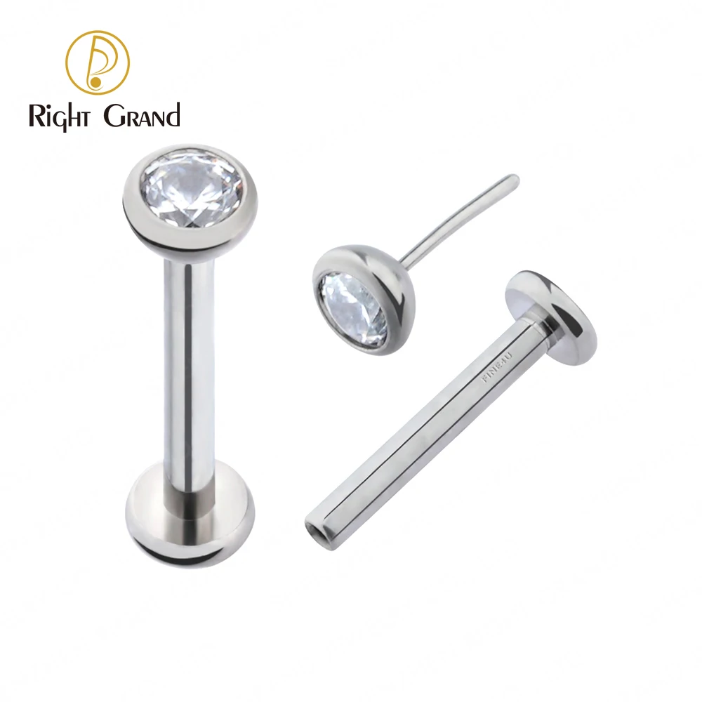 Правый большой ASTM F136 титановый 16G Безрезьбовой фианит шарик для - Цена: 393.49