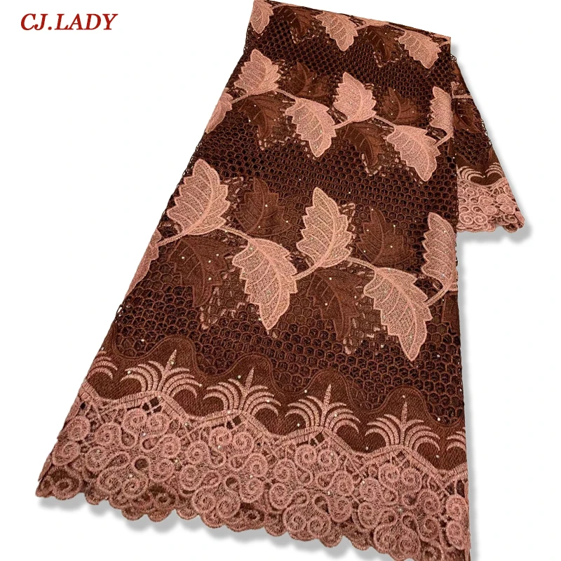 

Роскошная вышитая блестками африканская Кружевная Ткань 5 ярдов 2021 высокое качество французское Сетчатое кружево нигерийское свадебное пл...