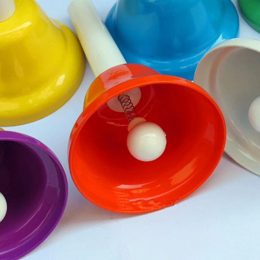 

Hand Bells Set Colorful Percussion 8 Note Diatonic Metal Hand Bell Kit Class Bell Set Music Education For Toddler Kid Adults