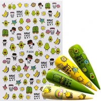 1 pc comic adhesive 3d nail sticker foil decals for nails sticker art cartoon nail art decorations designs tool
