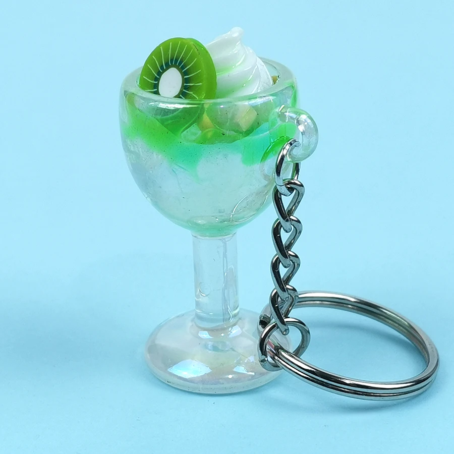 Green Acrylic Cute Keychain Ice Cream Pearl Milk Tea Drink Bottle Keyring Bag Pendant Couples Women Men Girl Gift Trinket Dropshipping - Цвет: Green