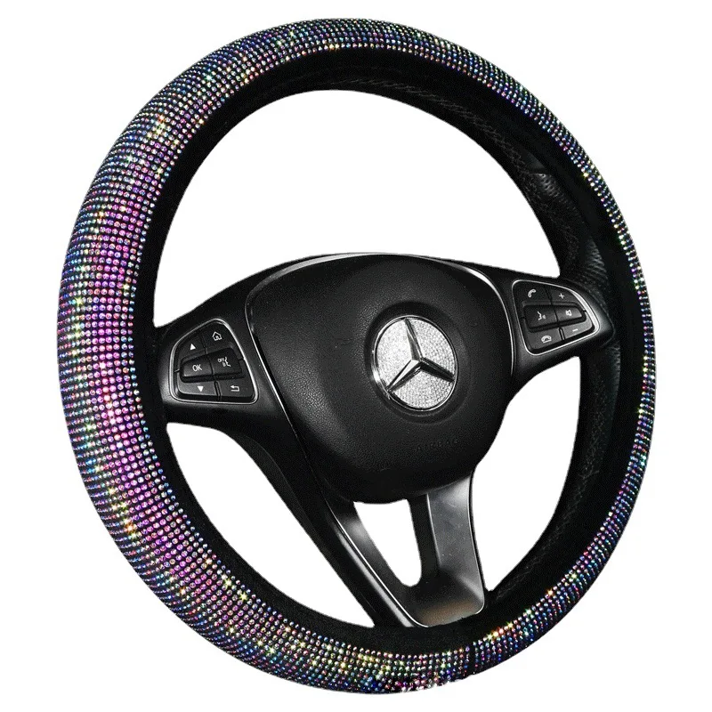 

Crystal Auto Car Steering Wheel Covers Leather Women Ladies Girls With Bling Steering-wheels Gear Cover Car Interior Accessories