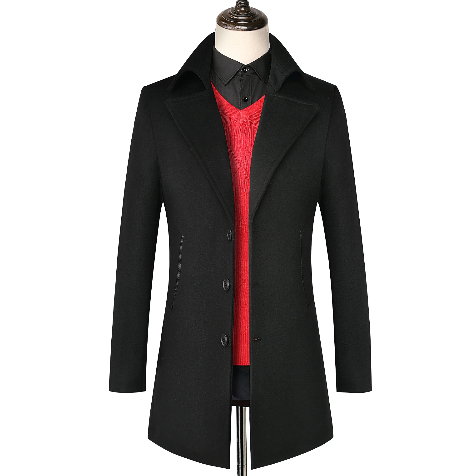 Мужской Тренч новинка 2019 модное мужское длинное шерстяное пальто Осень зима