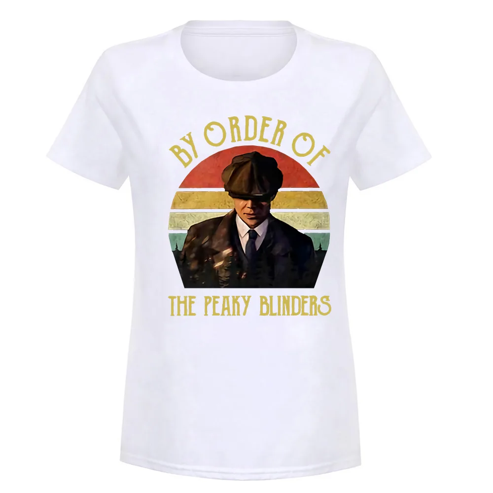 Arthur Shelby по заказу Peaky Blinders черная Хлопковая мужская S-6Xl Футболка с принтом на заказ - Цвет: women white