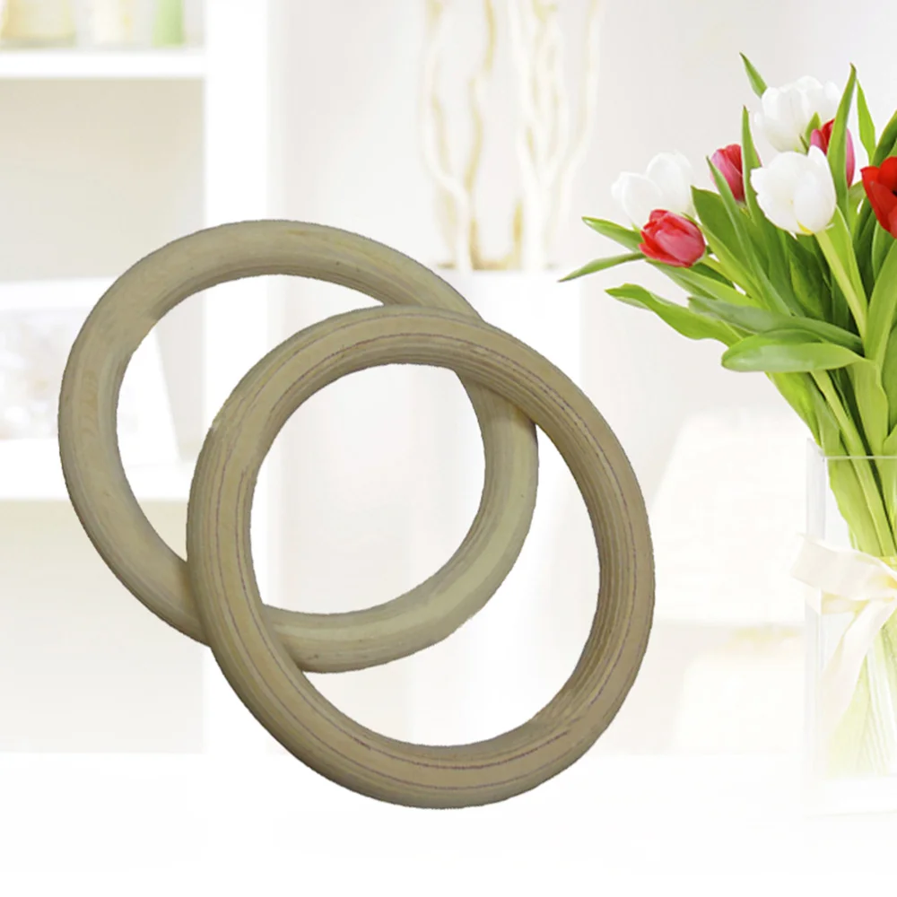 

A Pair of Gymnastic Rings Wooden Fitness Rings with Adjustable Straps for Full Body Strength and Muscular Bodyweight Training Cr