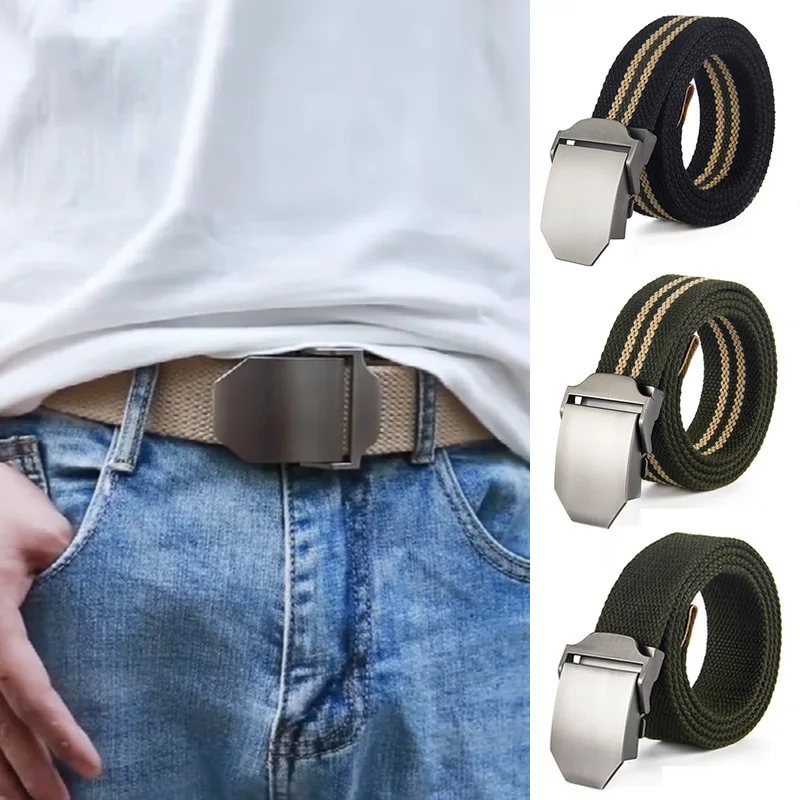

2020 Hot Sale Unisex Tactical Belt Top Quality 3.8cm Wide Casual Canvas Belt Outdoor Alloy Automatic Buckle Men Belt 4 Mm Thick