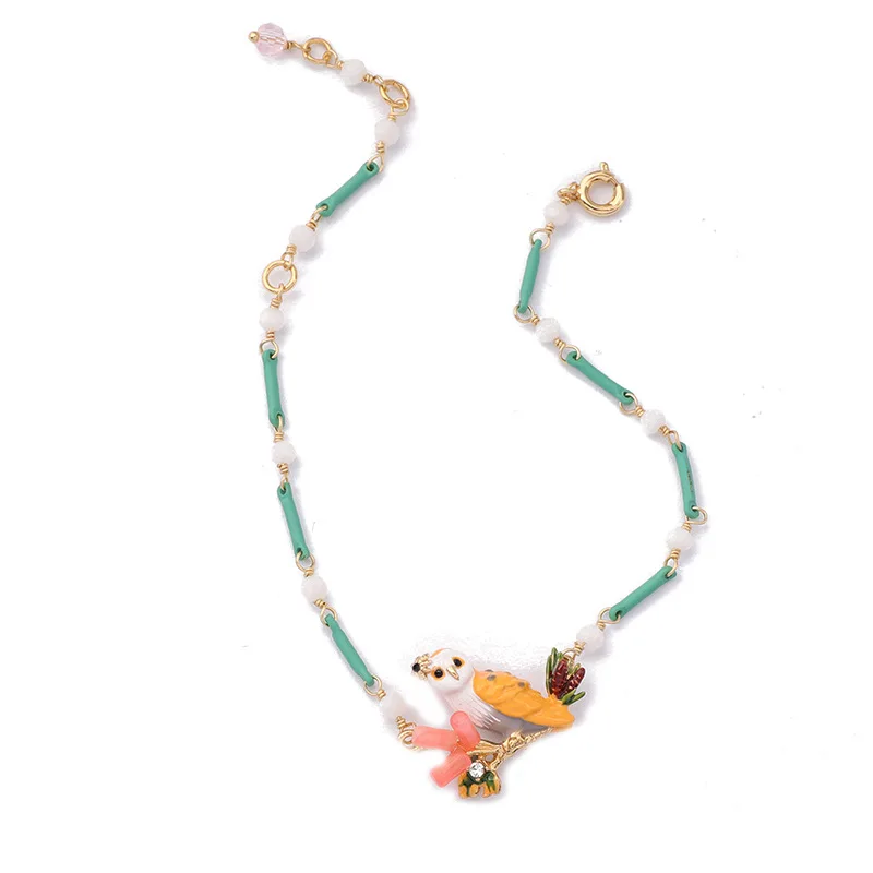 

New enamel glaze owl animal bracelet zircon bamboo knot chain bracelet electroplated 18K gold bracelet women
