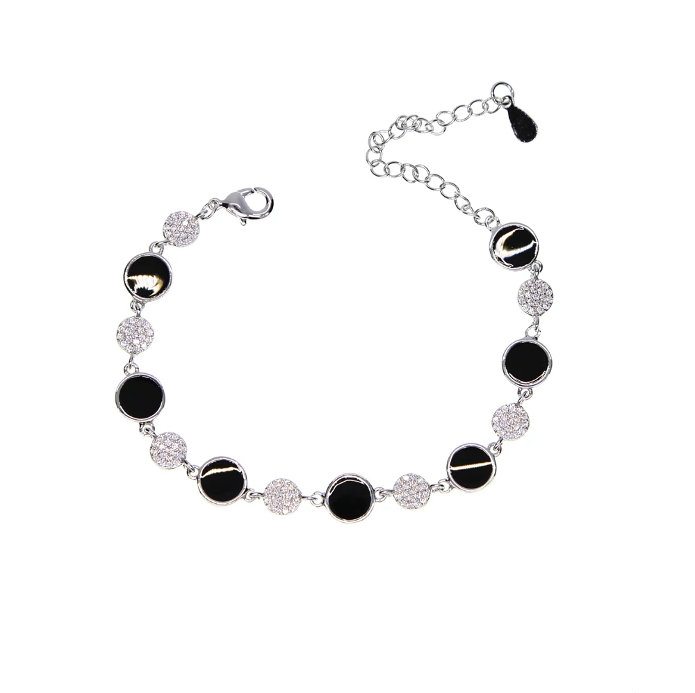 Black Enamel Logo disc round shape America fashion Man Deadpool Shield Wonder Women Charm Bracelet for engagement jewelry | Украшения и