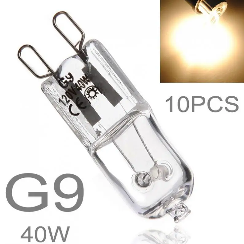 

Галогенные светильник пы G9, 25 Вт/40 Вт/60 Вт, 110-130 в, 10 шт., капсульные лампы с длительным сроком службы, теплые белые прозрачные лампы для внутре...