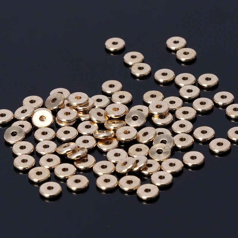 100Pcs Metal Smooth Flat Spacer Disc Heishi Rondelle Beads Diy Jewelry Findings  N58F