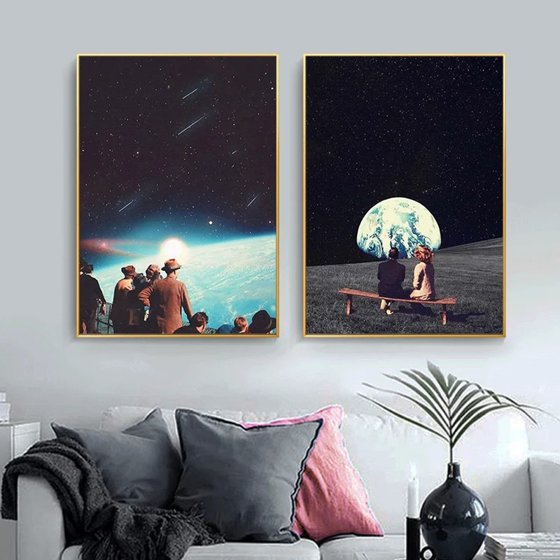 

Vintage Soviet Space Posters and Prints Night Sky Universe Earth Galaxy Wall Art Modern Science Fiction Pictures for Home Decor