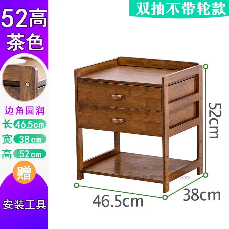 Bamboo Nightstands with Wheel Bedroom Bedside Cabinet Living Room Tea Table Removable Storage Economy | Мебель