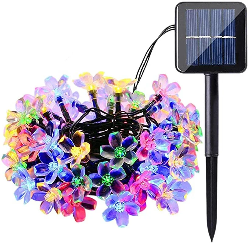 

LED Solar Christmas String Lights Multicolor Cherry Blossom Outdoor 8 Modes Color Changing Waterproof for Home Garden Decoration