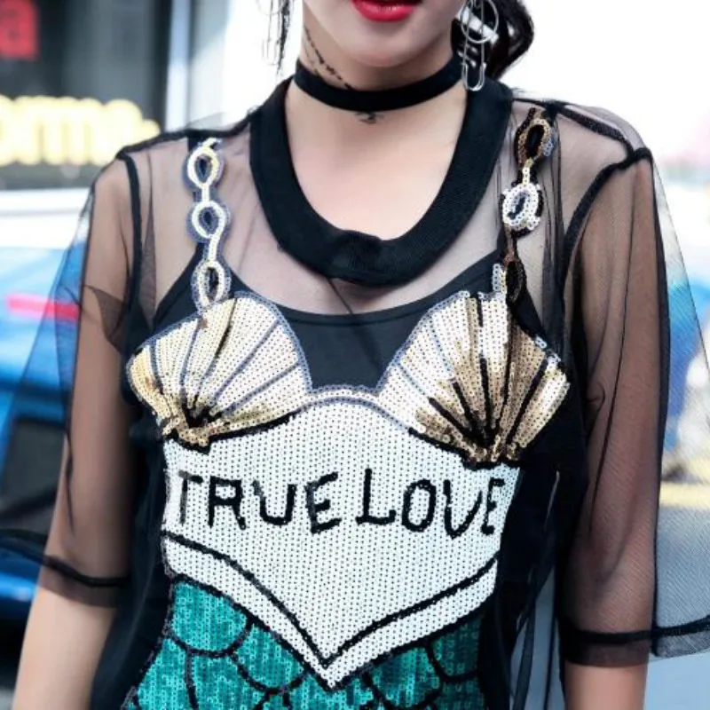 Роскошное Сетчатое платье-Русалка с вышивкой и блестками газовая рубашка