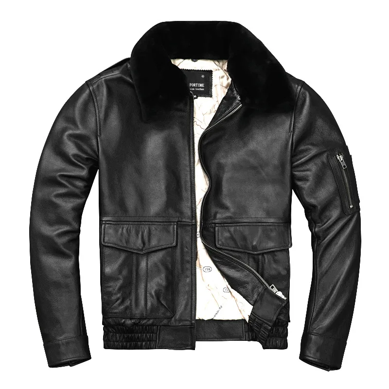 

man Free shipping.Brand thick genuine coat,100% cowhide MA-1 jacket.classic Bomber leather jackets.winter clothes