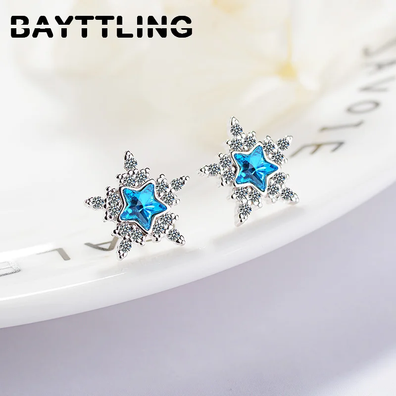 

BAYTTLING 925 Sterling Silver Mini Sparkling Star Zircon Stud Earrings For Women Luxury Birthday Party Single Gift Jewelry