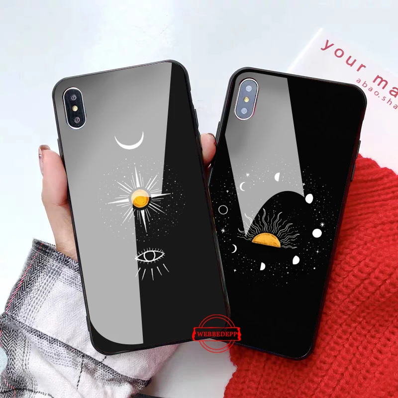 

Art Sun Flowers Cat Glass Phone Case for Apple iPhone 11 Pro X XS Max 6 6S 7 8 Plus 5 5S SE