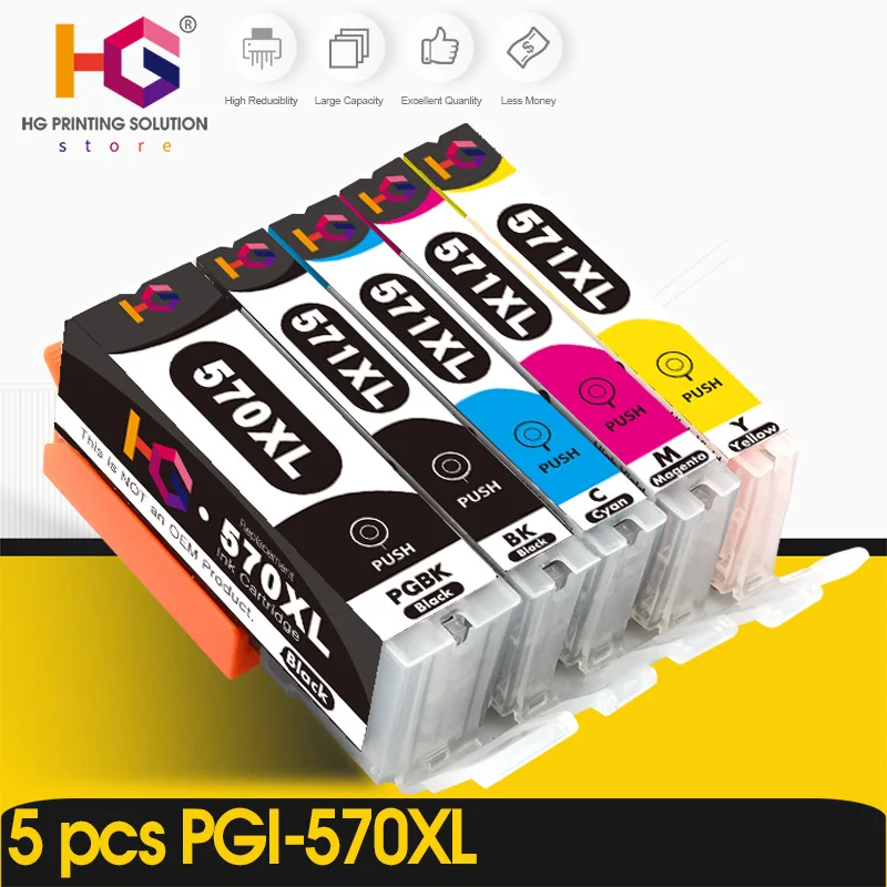 Набор чернильных картриджей 5 дюймов совместимых с Canon PGI 570 CLI 571 XL для Pixma MG5750 MG5751