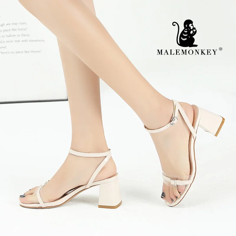 

MALEMONKEY 023083 Ladies New High Heel Sandals Office Classic Sandals 2020 Summer Casual Sandal Open Toe Sandals Women's Shoes