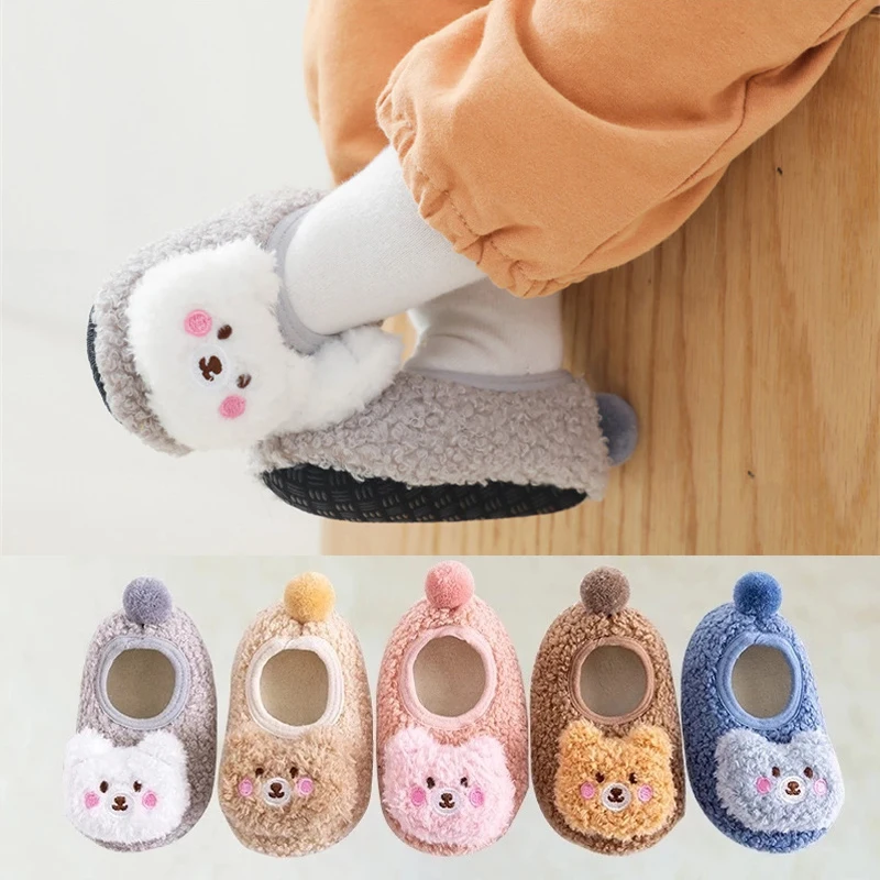 

Baby Cartoon Plush Toddler Socks Cute Baby Socks Non-slip Newborn Autumn Winter Toddler Floor Socks Doll Socks For 0-24 Months