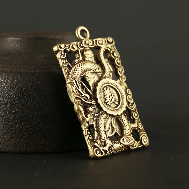 Медный китайский Бог богатства и милитари Гуань Гонг бирка брелок кольцо кулон