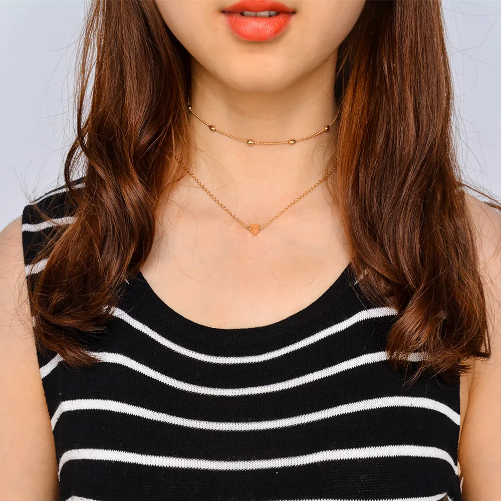 Цепочка с маленьким сердцем для женщин ожерелье золотого цвета Маленькая